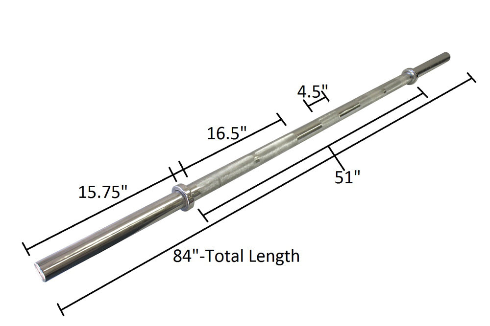 Ader 84'' Chrome Solid Heavy Duty 2'' Fat Bar - 74lb
