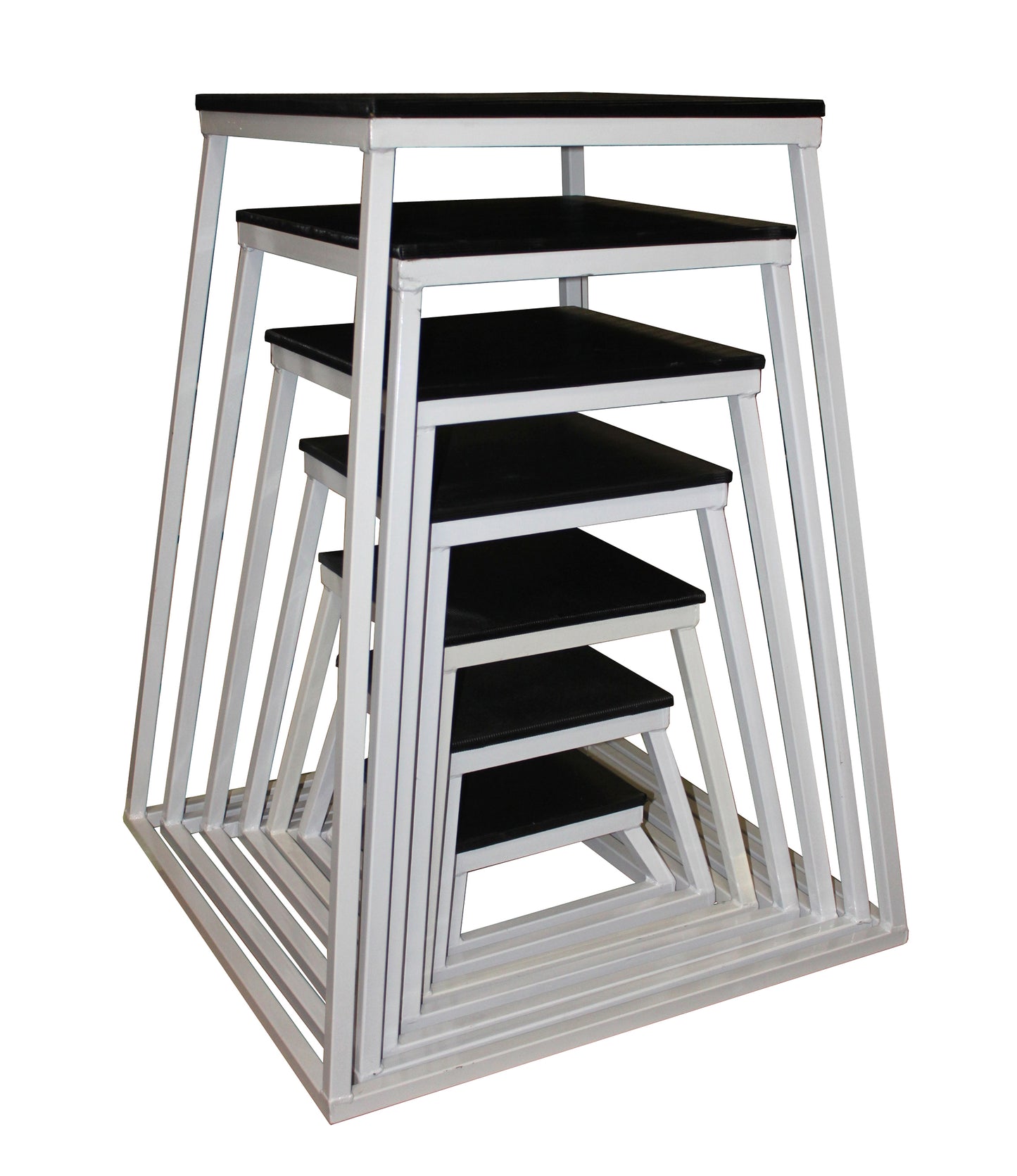 WHITE STEEL PLYOMETRIC BOX SET - SET OF 7 Pieces