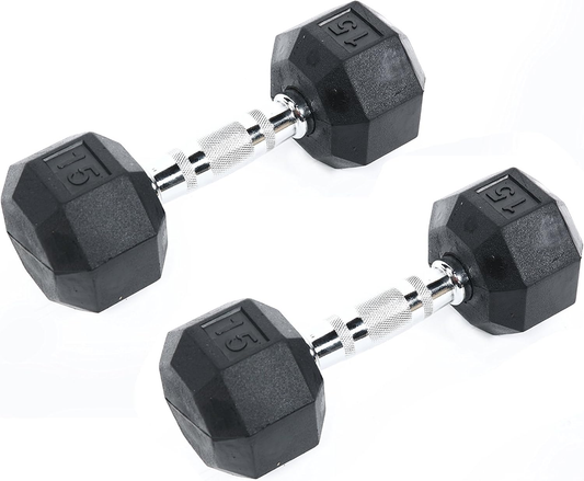 Ader Octagon Rubber Dumbbell Pair – Multiple Weights Available