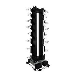 Cast Iron Dumbbell Set w/ Upright Rack- 8 Pairs (3-25lbs)
