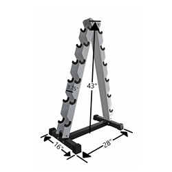 Ader Rubber Dumbbell Set w/ A-Shape Rack - 6 Pairs (5-30lbs)