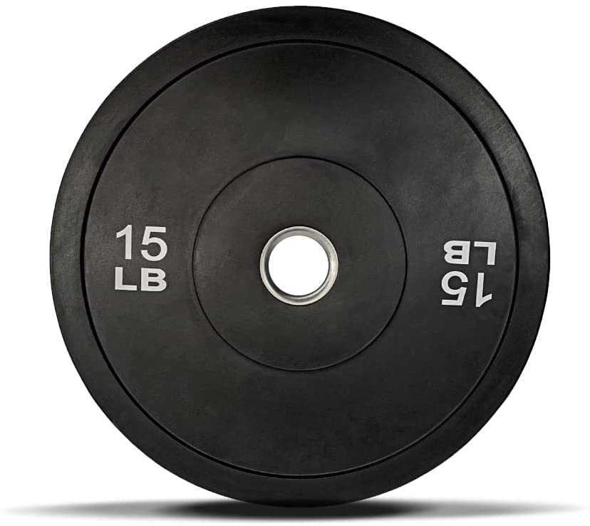 Pair of 15lb Solid Rubber Bumper Plates- White Letters