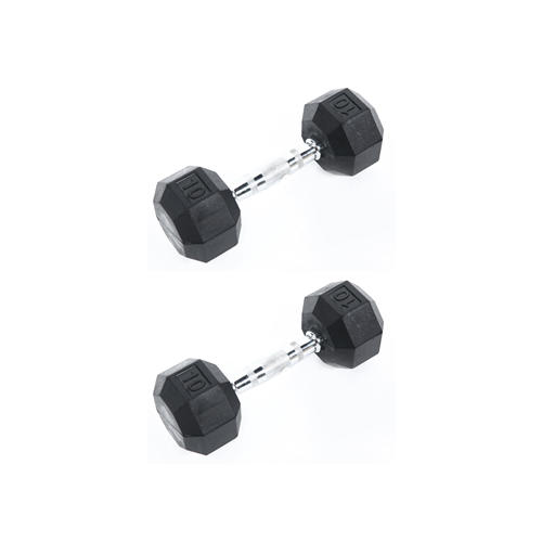 Ader 5lb, 10,15, 20lb Black Octagon Rubber Dumbbells 4 Pairs
