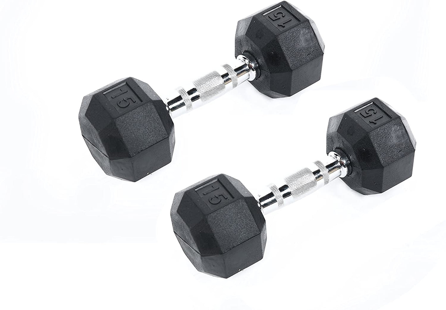 Ader 5lb, 10,15, 20lb Black Octagon Rubber Dumbbells 4 Pairs