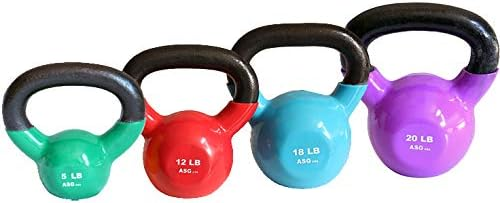 Ader Vinyl Kettlebell Set – 5/10/15/20 lb