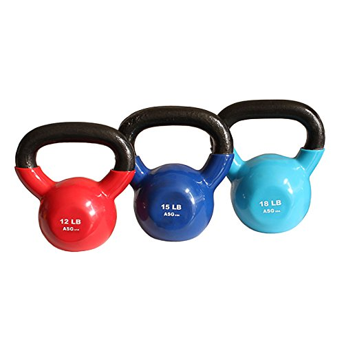 Ader Vinyl Kettlebell Set – 12/15/18 lb