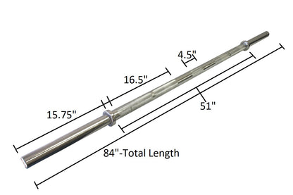 Ader 84'' Chrome Solid Heavy Duty 2'' Fat Bar - 74lb