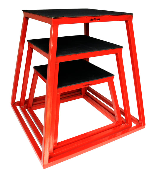 RED STEEL PLYOMETRIC BOX SET - SET OF 3 (30, 36, 42")