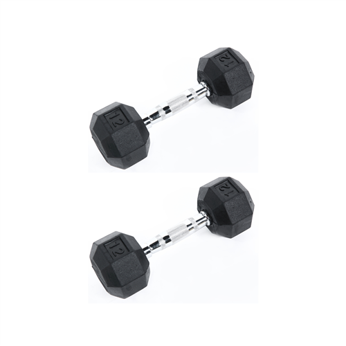 Ader Octagon Rubber Dumbbell Pair – Multiple Weights Available