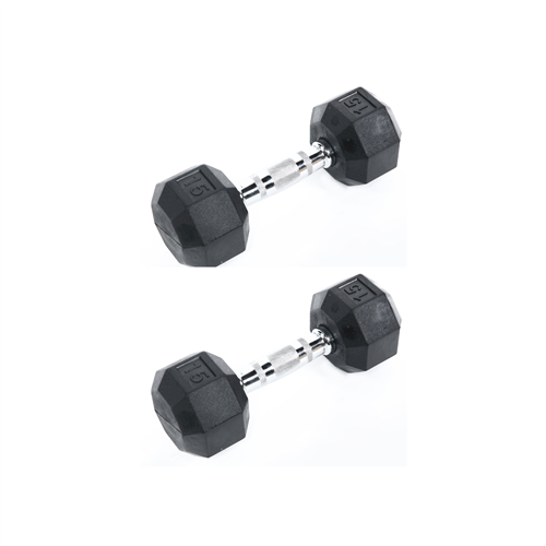 Ader Octagon Rubber Dumbbell Pair – Multiple Weights Available
