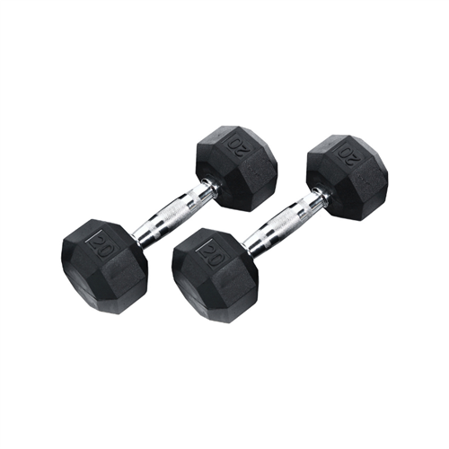 Ader Octagon Rubber Dumbbell Pair – Multiple Weights Available