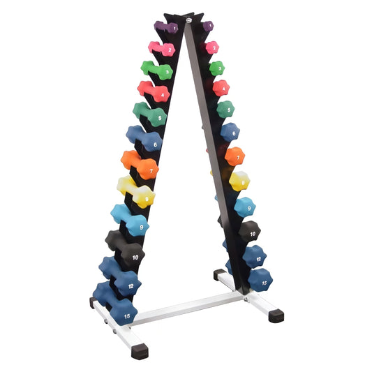 Ader Neoprene Dumbbell Set (Neoprene DBS w/ 12 Pair Rack (1-15 LBS))