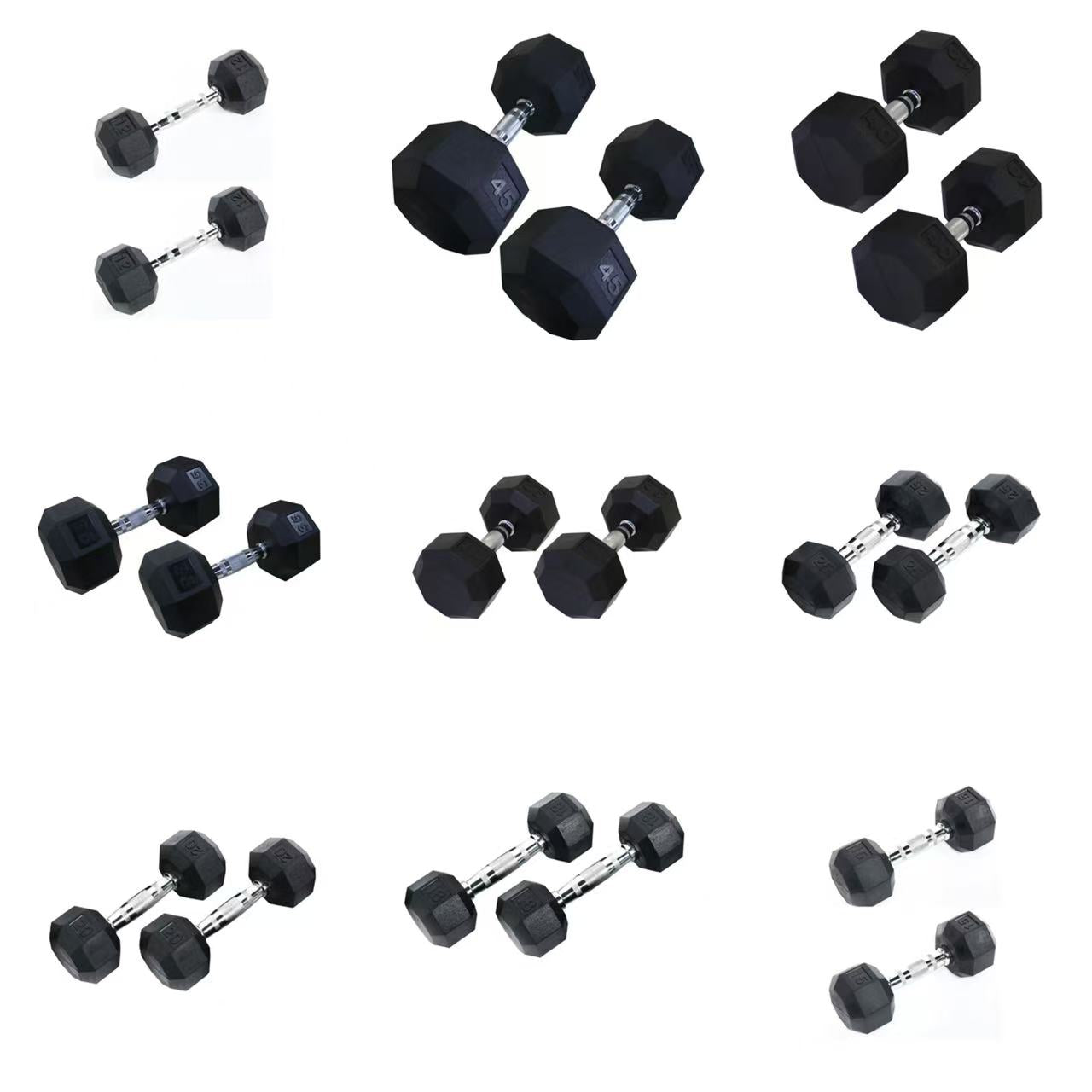 Ader Octagon Rubber Dumbbell Pair – Multiple Weights Available