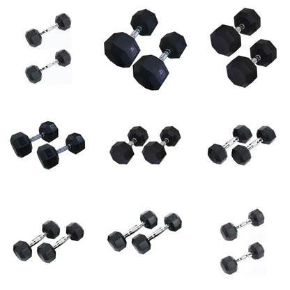 Ader Octagon Rubber Dumbbell Pair – Multiple Weights Available