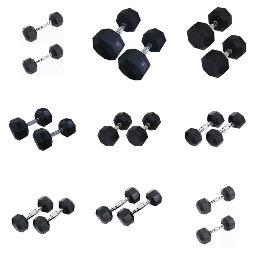 Ader Octagon Rubber Dumbbell Pair – Multiple Weights Available