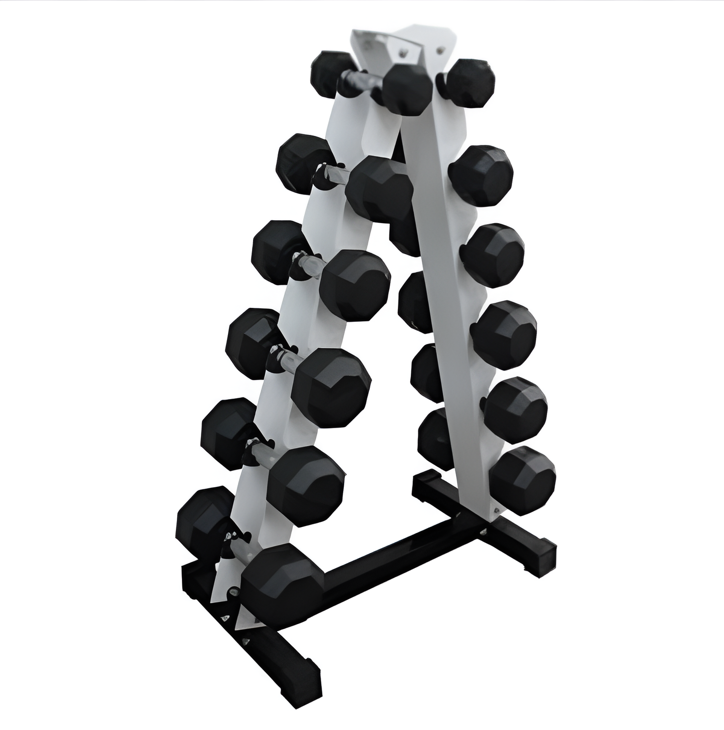 Ader Rubber Dumbbell Set w/ A-Shape Rack - 6 Pairs (5-30lbs)