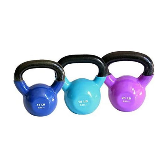 Ader Vinyl Kettlebell Set – 15/18/20 lb
