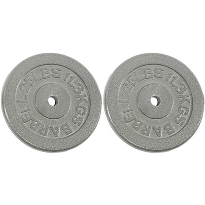 Standard 1" Hole Cast Iron Weight Plate Pair- 25LB, Gray
