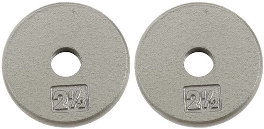 Standard 1" Hole Cast Iron Weight Plate Pair- 2.5LB, Gray