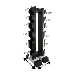 Rubber Dumbbell Set w/ Upright Rack- 6 Pairs (5-30lbs)