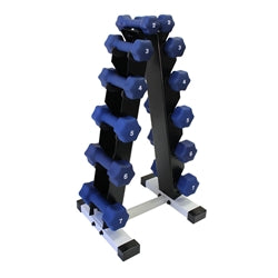 Blue Neoprene Dumbbell Set- 6 Pairs W/ Rack (2-7lb)